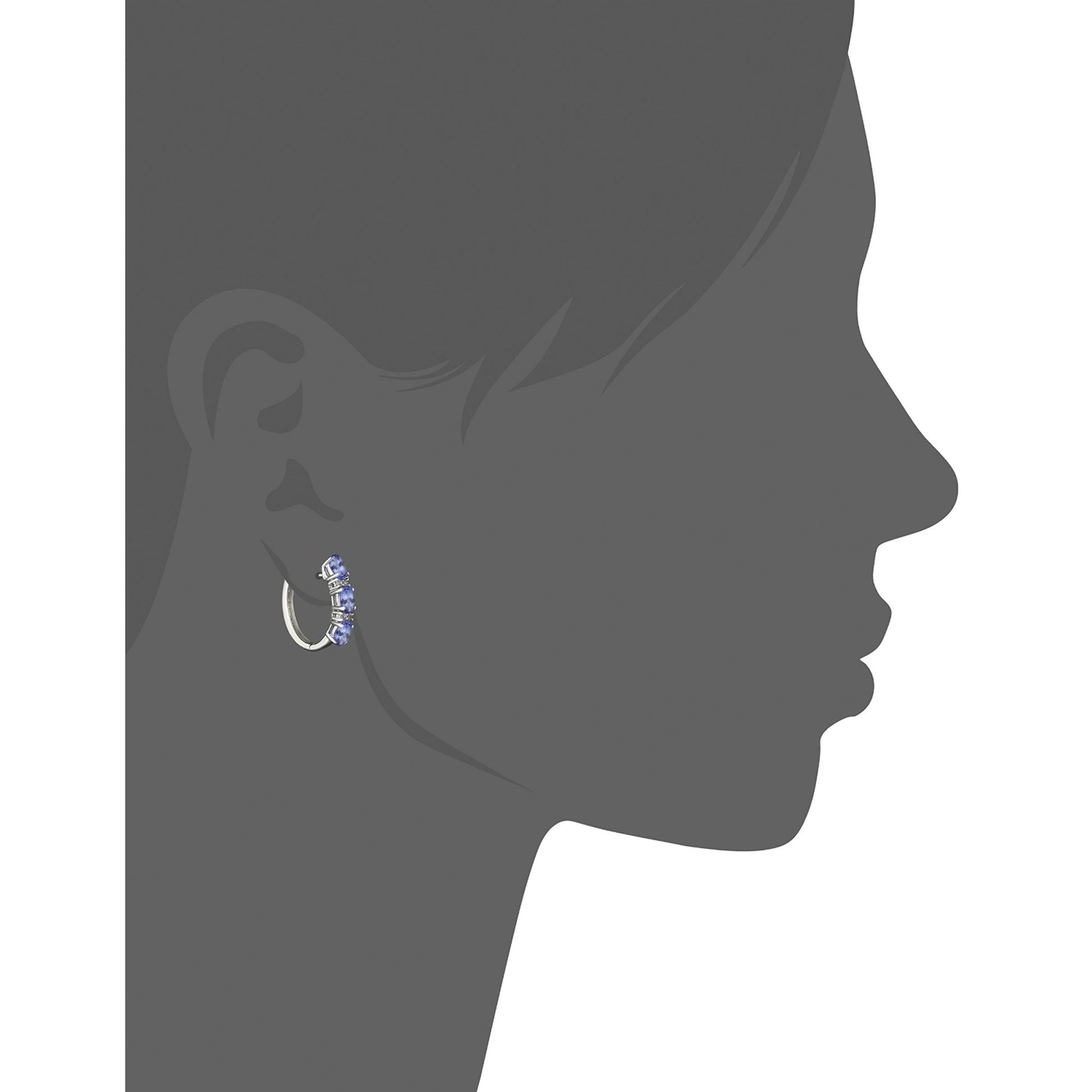 925 Sterling Silver Tanzanite,  White Natural Zircon Hoops Earring - Pinctore
