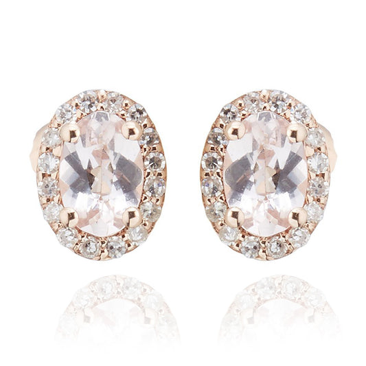 14KT Gold Pink Morganite, Diamond Earring - Pinctore