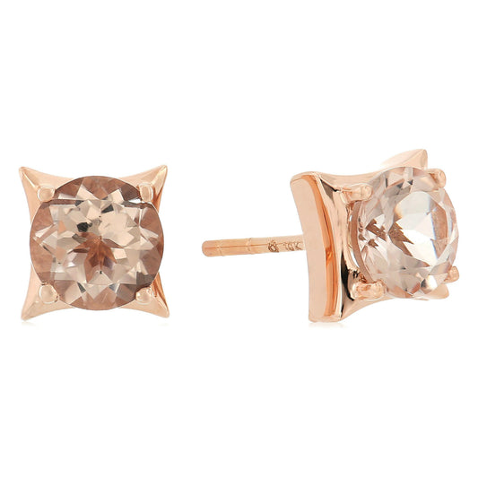 10k Rose Gold Morganite Stud Earring - Pinctore