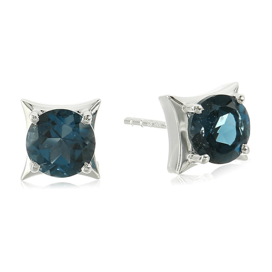 Sterling Silver London Blue Topaz Stud Earrings