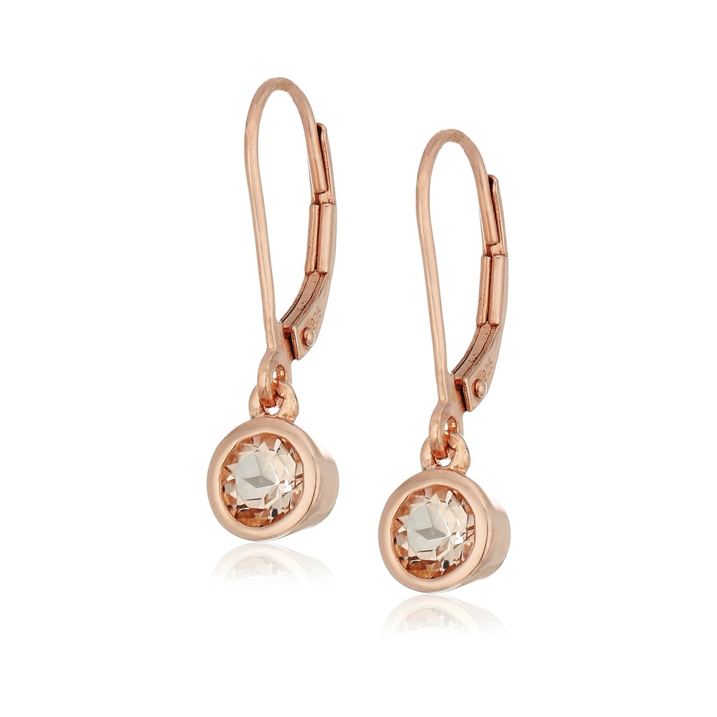 Rose Gold over Sterling Silver Morganite Lever Dangle Earring - Pinctore
