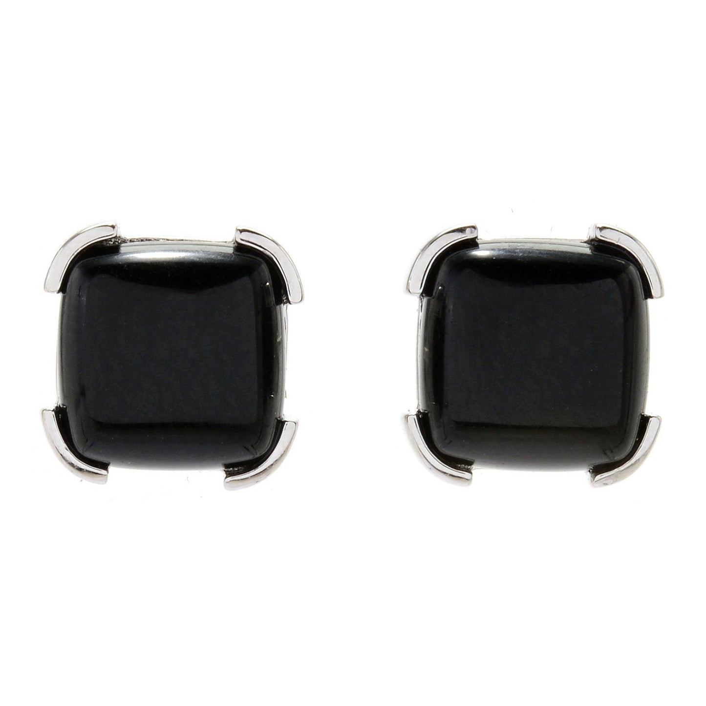 Pinctore Sterling Silver 10mm Colorado Black Moon Stud Earrings