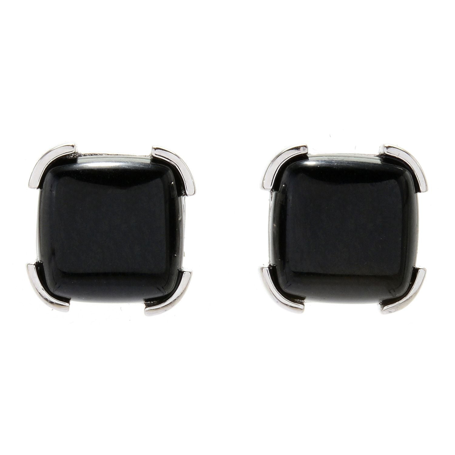 Pinctore Sterling Silver 10mm Colorado Black Moon Stud Earrings