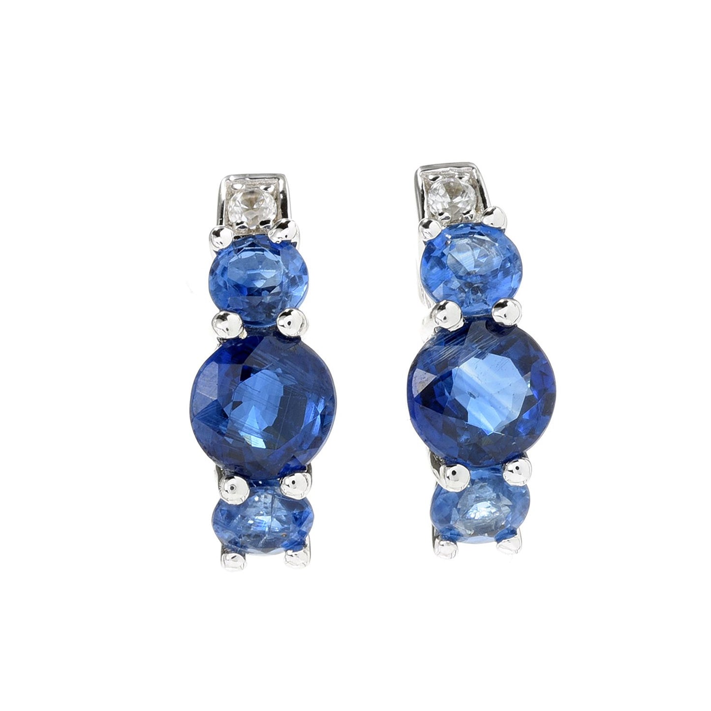 Pinctore Sterling SIlver 925 Kyanite,White Natural Zircon Hoop Earring