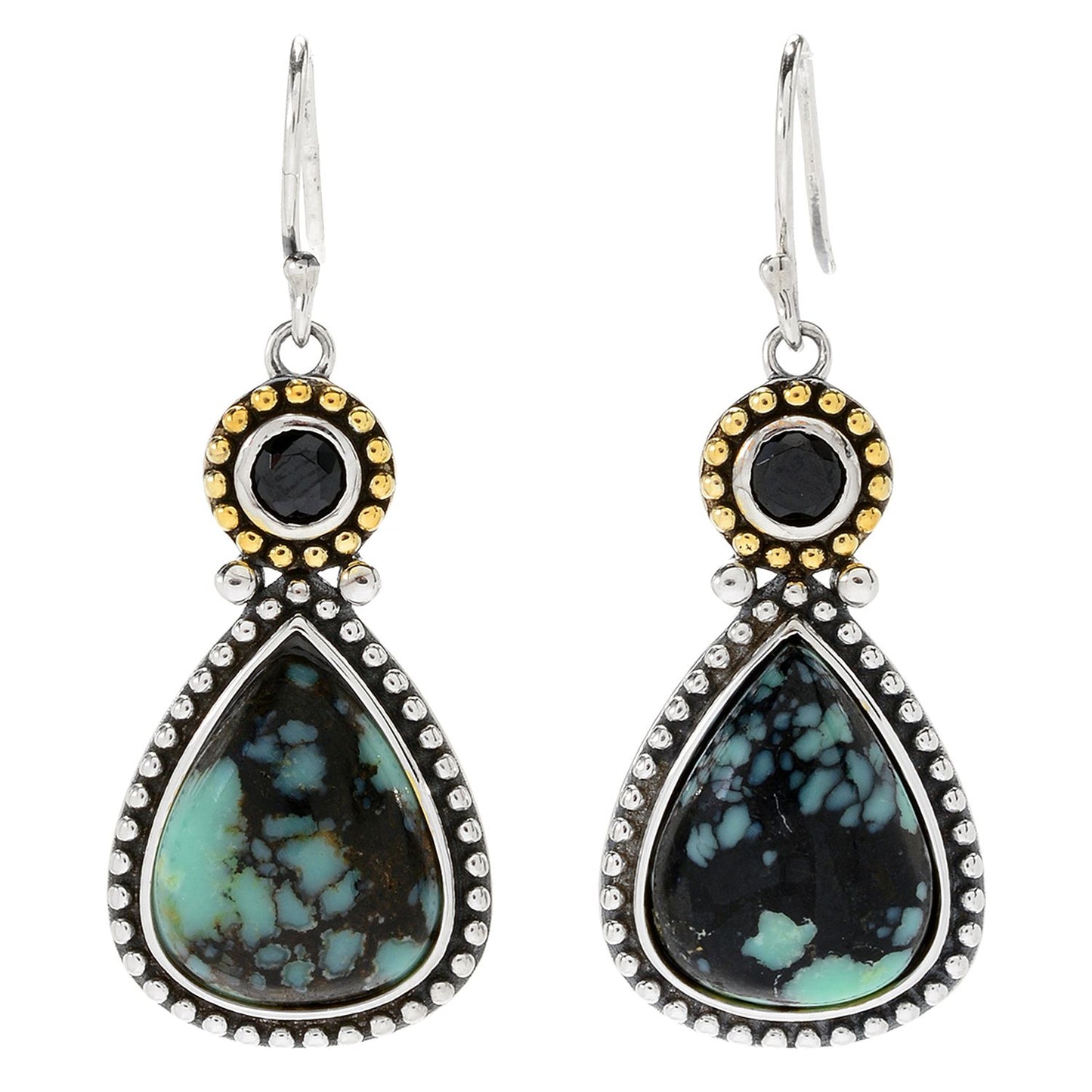 925 Sterling Silver Green New Lander, Black Spinel Dangle Earring