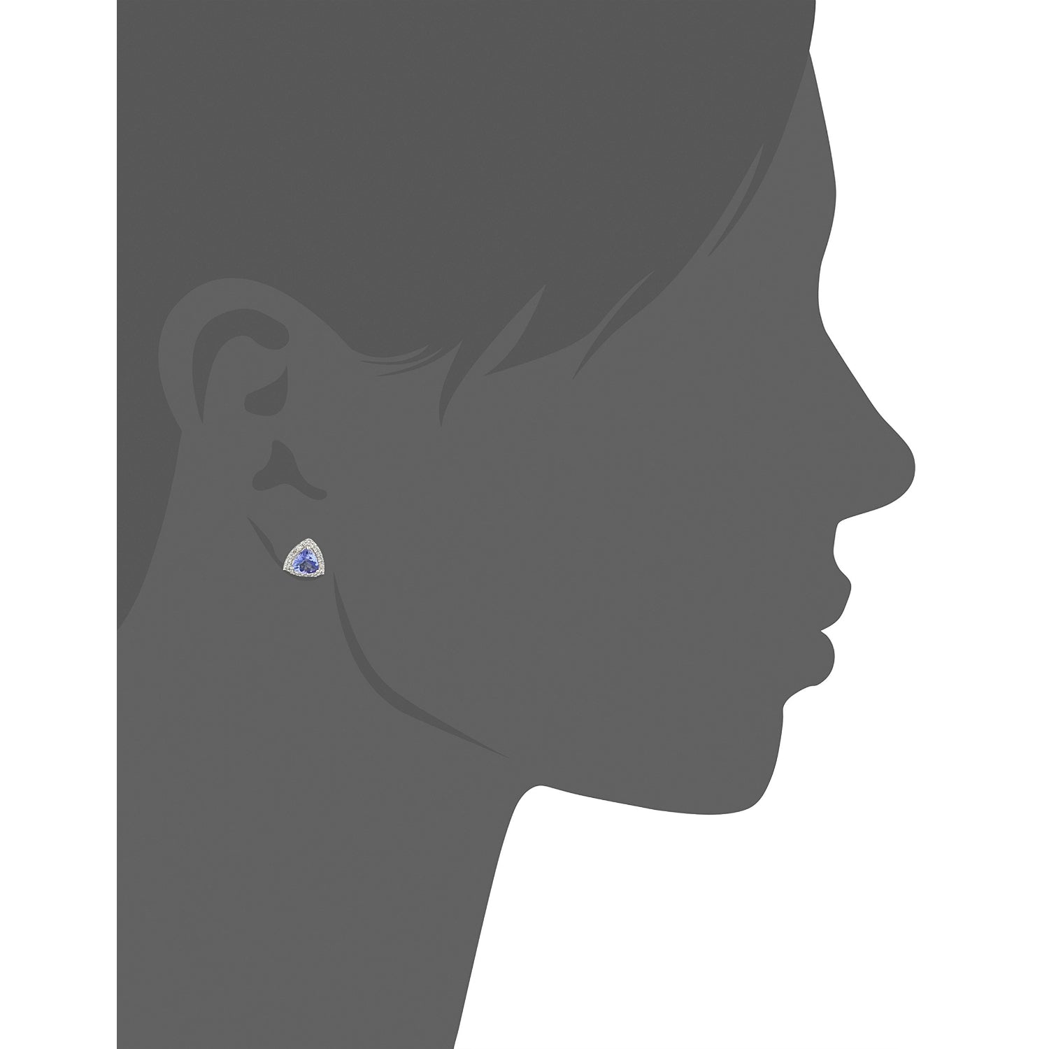 14k White Gold 3/4 cttw Trillion Tanzanite and Diamond Halo Stud Earrings (1/8 cttw, I-J Color, Clarity I2-I3) - pinctore