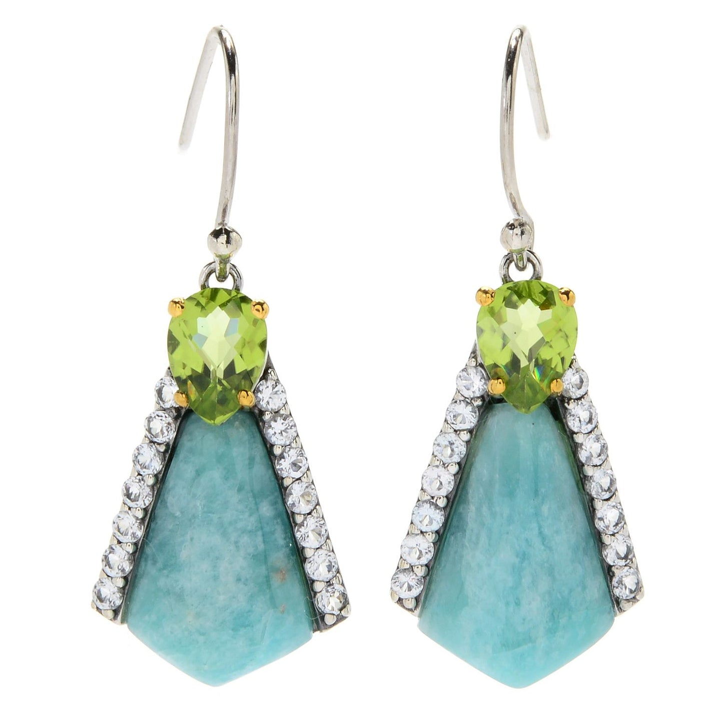 Pinctore 925 Sterling Silver Amazonite,White Topaz,Peridot Earring