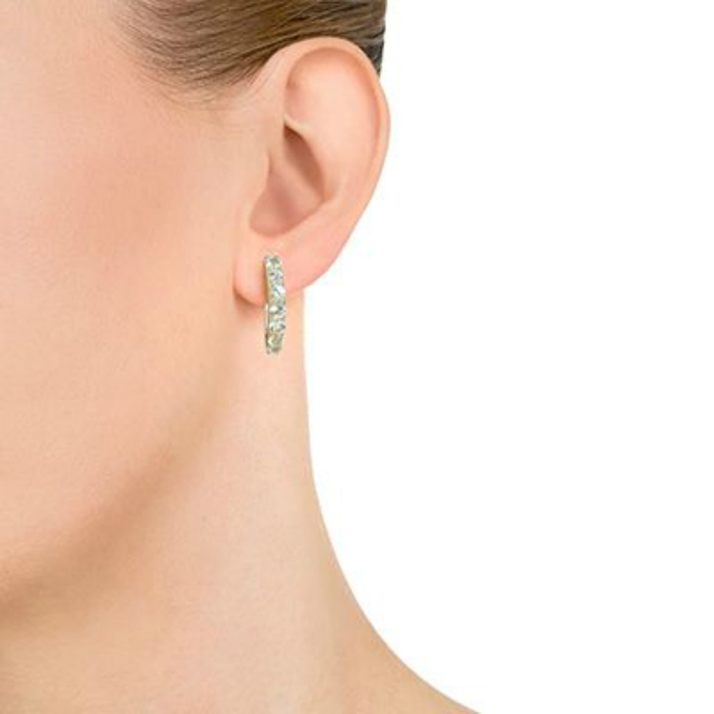 14KT Yellow Gold Paraiba Tourmaline Hoop Earring - Pinctore