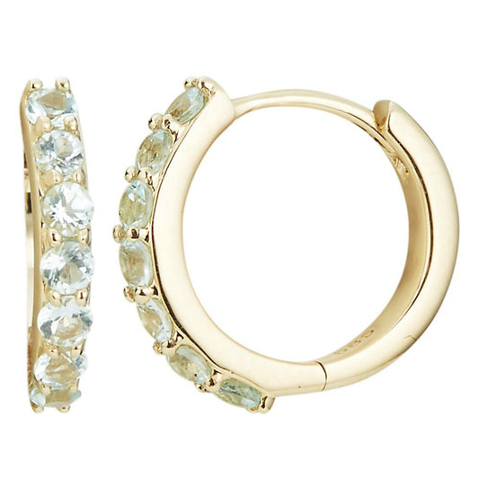 14KT Yellow Gold Paraiba Tourmaline Hoop Earring - Pinctore