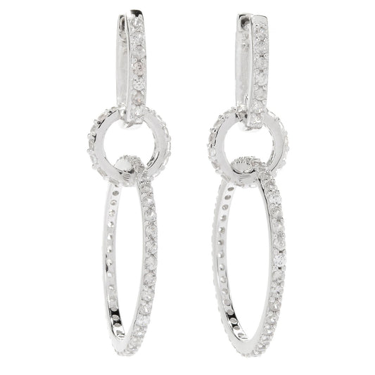 Pinctore 1.5" 2.50ctw White Zircon Layered Hoop Earrings