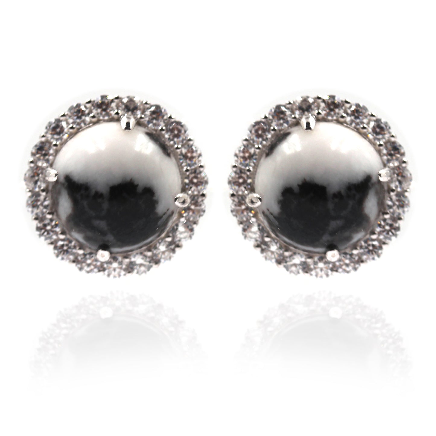 925 Sterling Silver White Buffalo,White Natural Zircon Earring