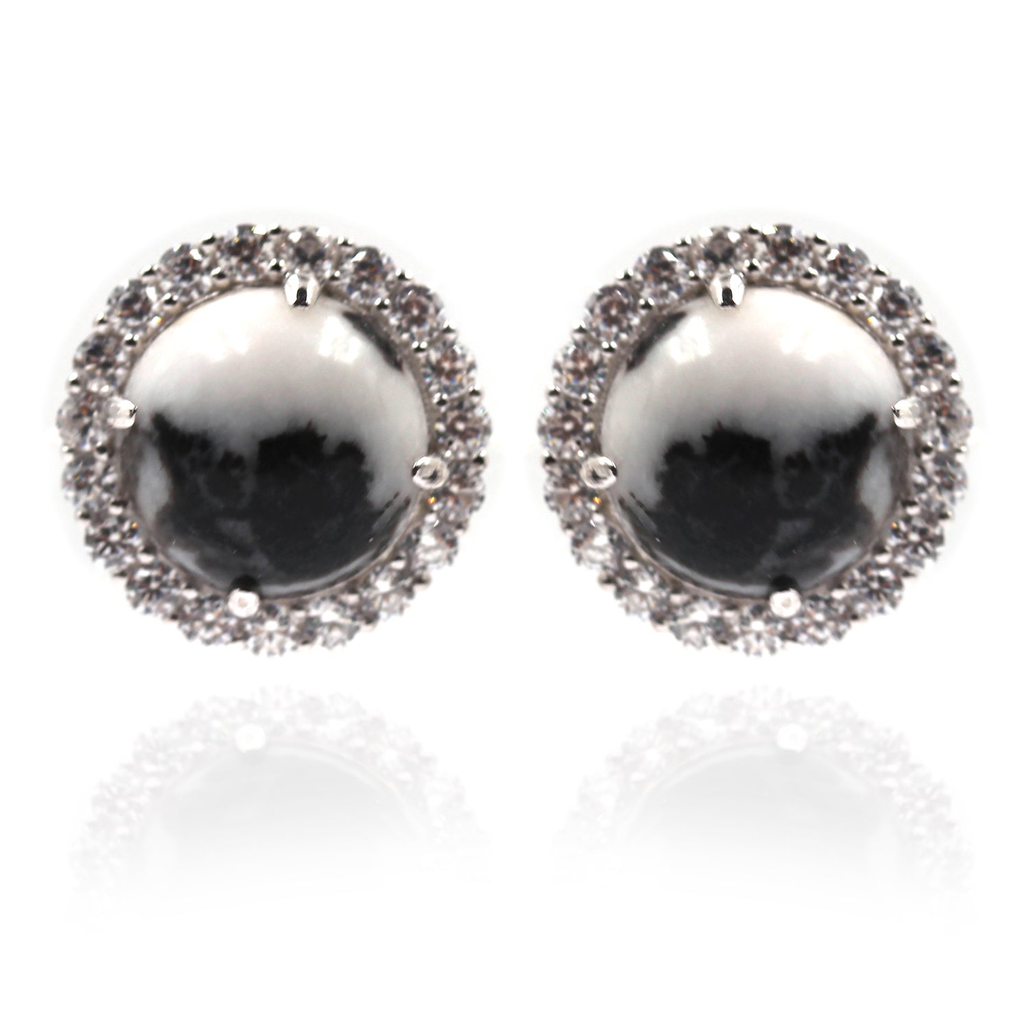 925 Sterling Silver White Buffalo,White Natural Zircon Earring