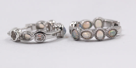 Pinctore Sterling SIlver 925 Ethiopian Opal Hoop Earring