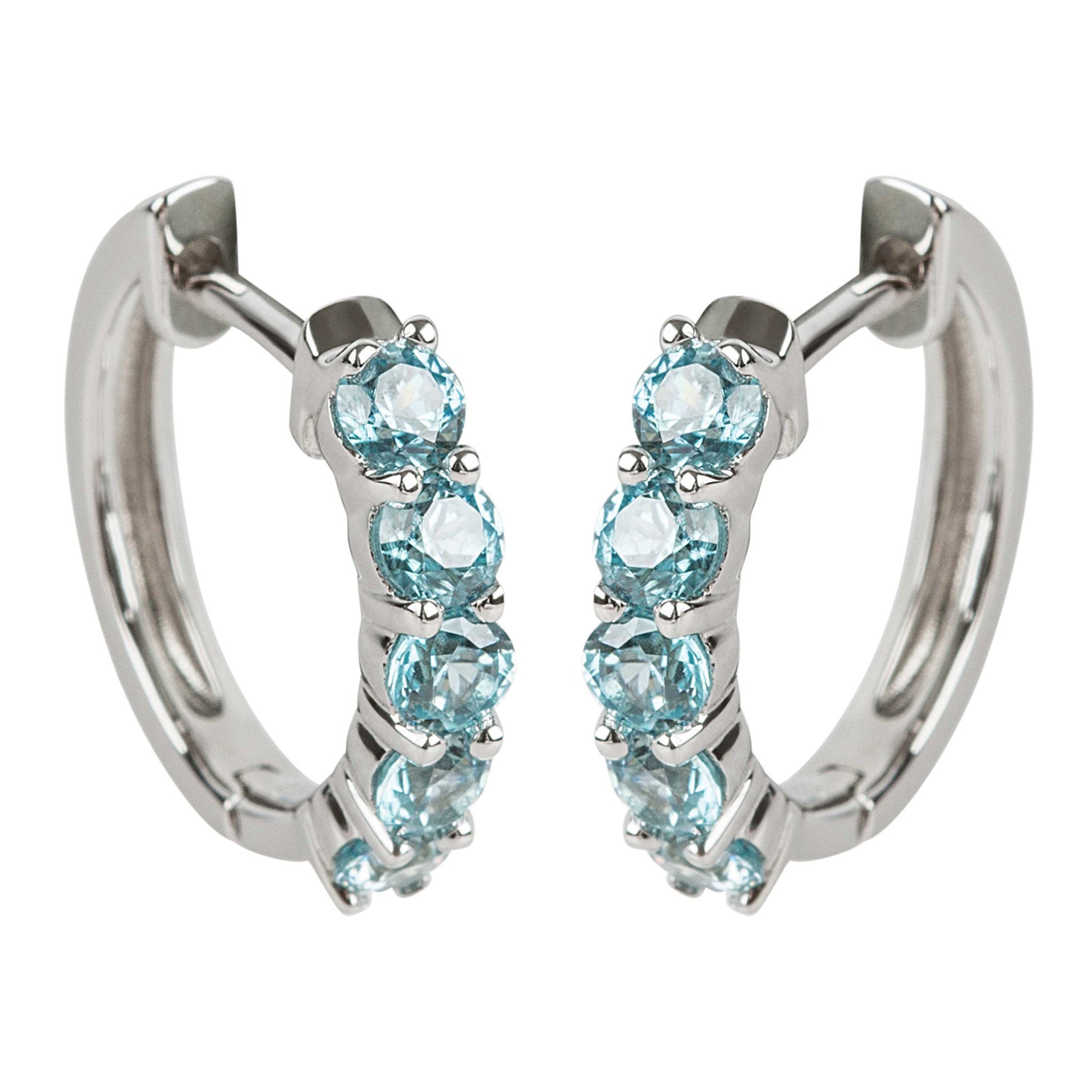 925 Sterling Silver Blue Zircon Earring - Pinctore