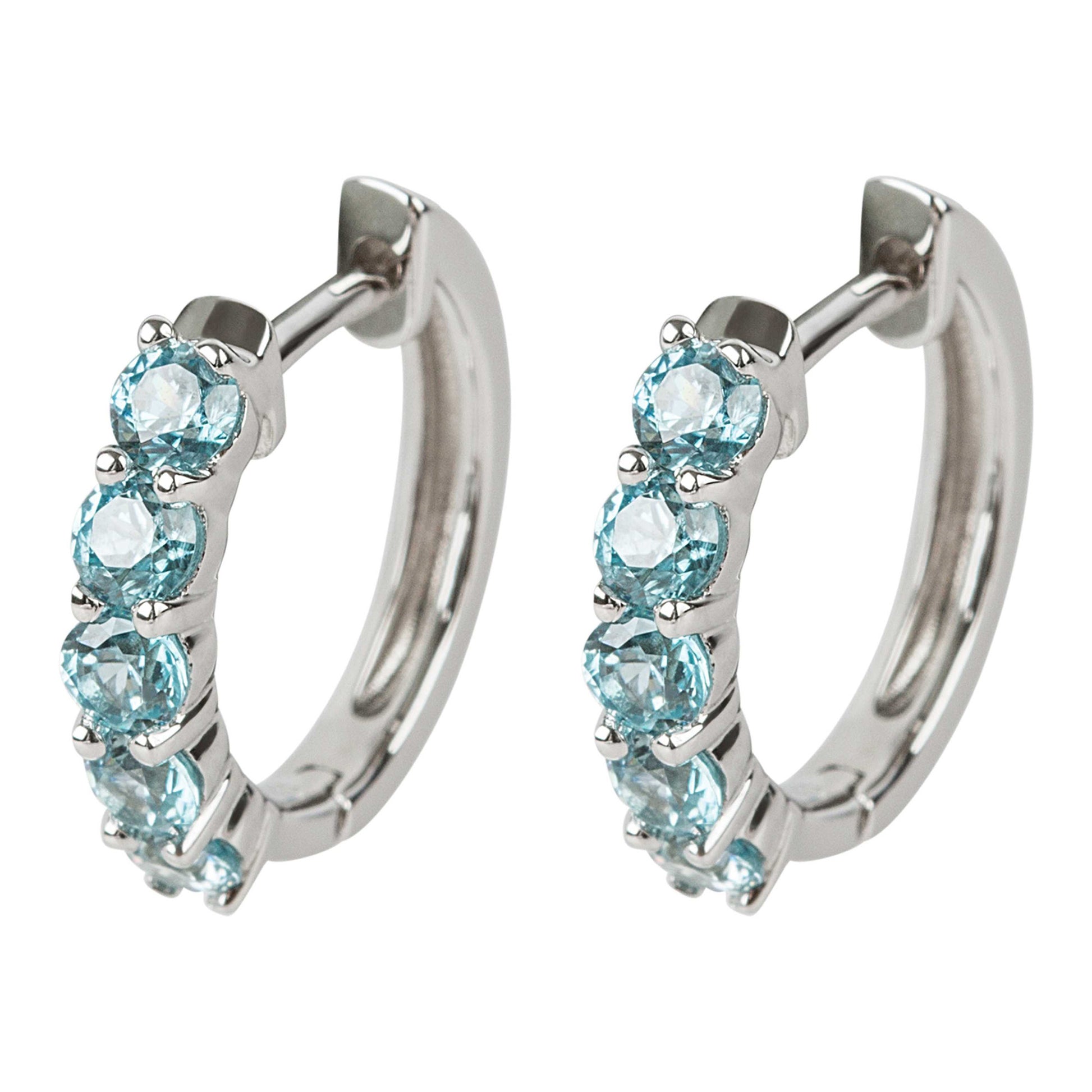 925 Sterling Silver Blue Zircon Earring - Pinctore