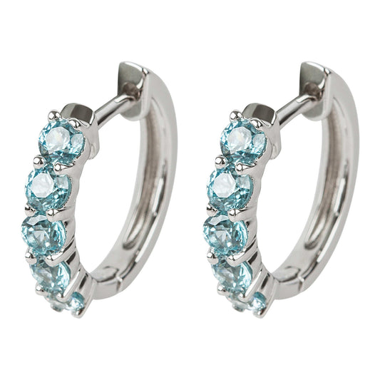 925 Sterling Silver Blue Zircon Earring - Pinctore