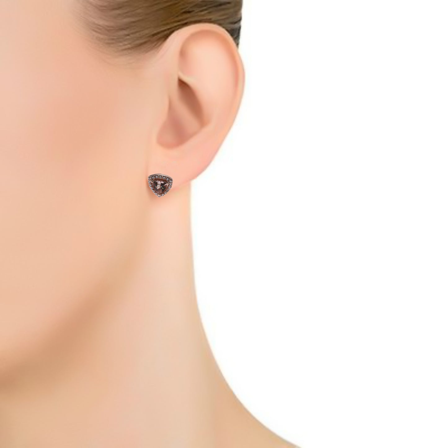 14Kt Gold Morganite, Diamond Stud Earring - Pinctore