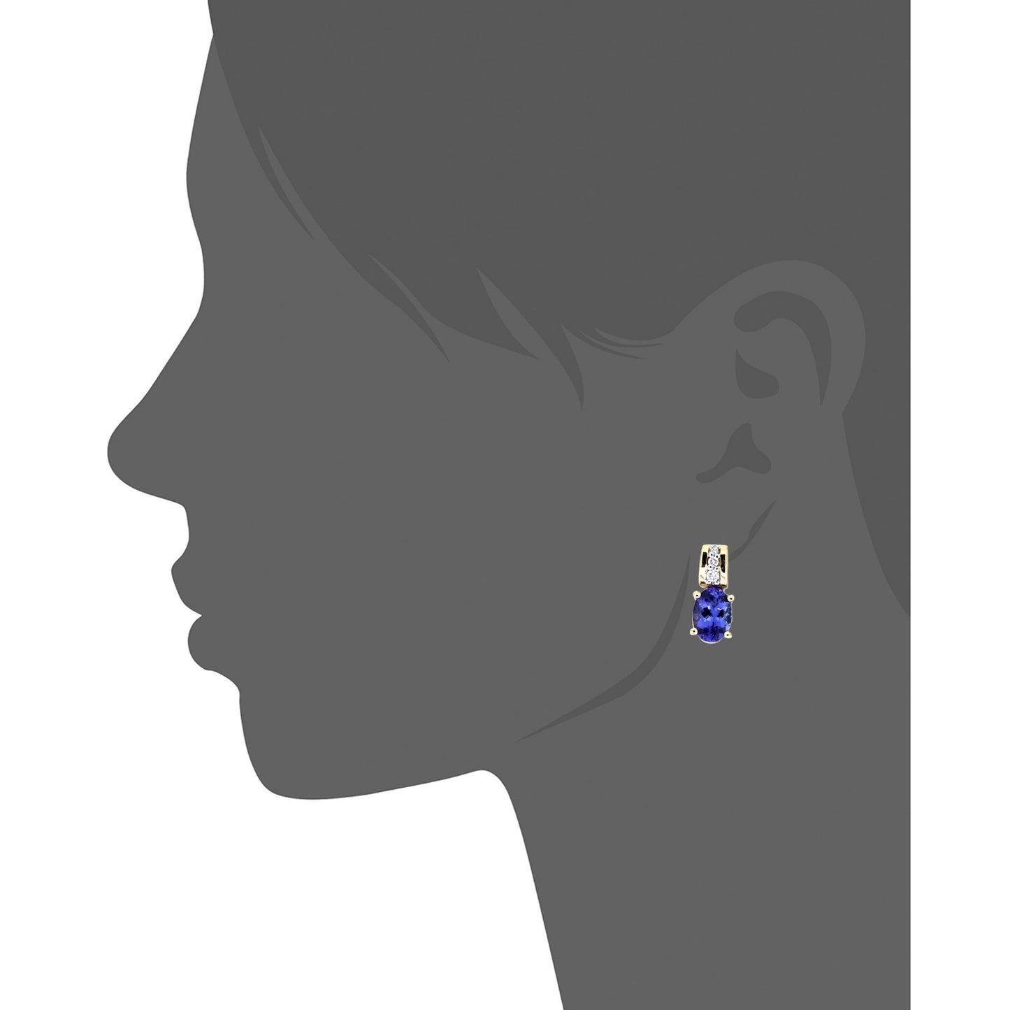 14Kt Yellow Gold Tanzanite White Diamond Stud Earring - Pinctore