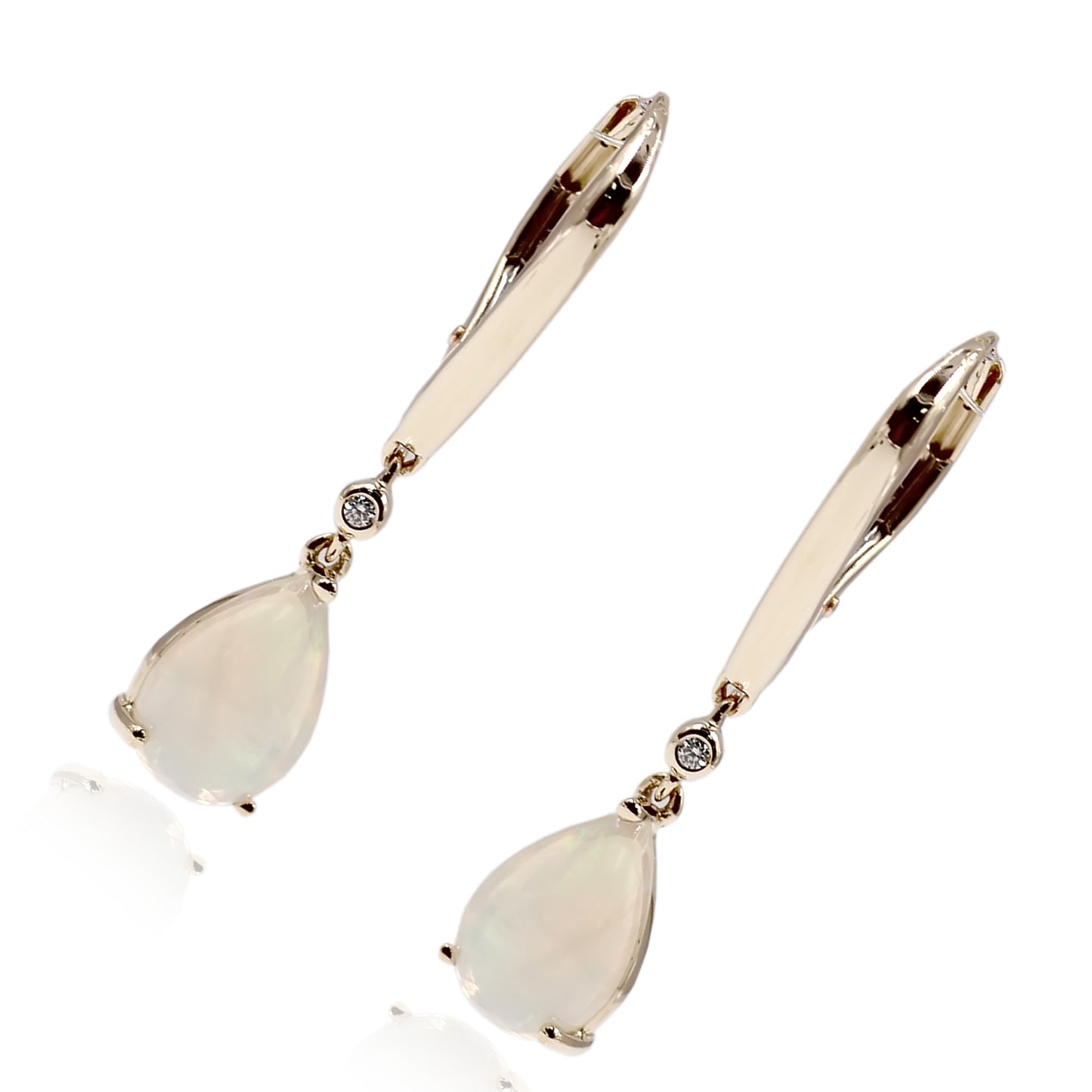 14KT Yellow Gold Ethiopian Opal,  Diamond Earring - Pinctore
