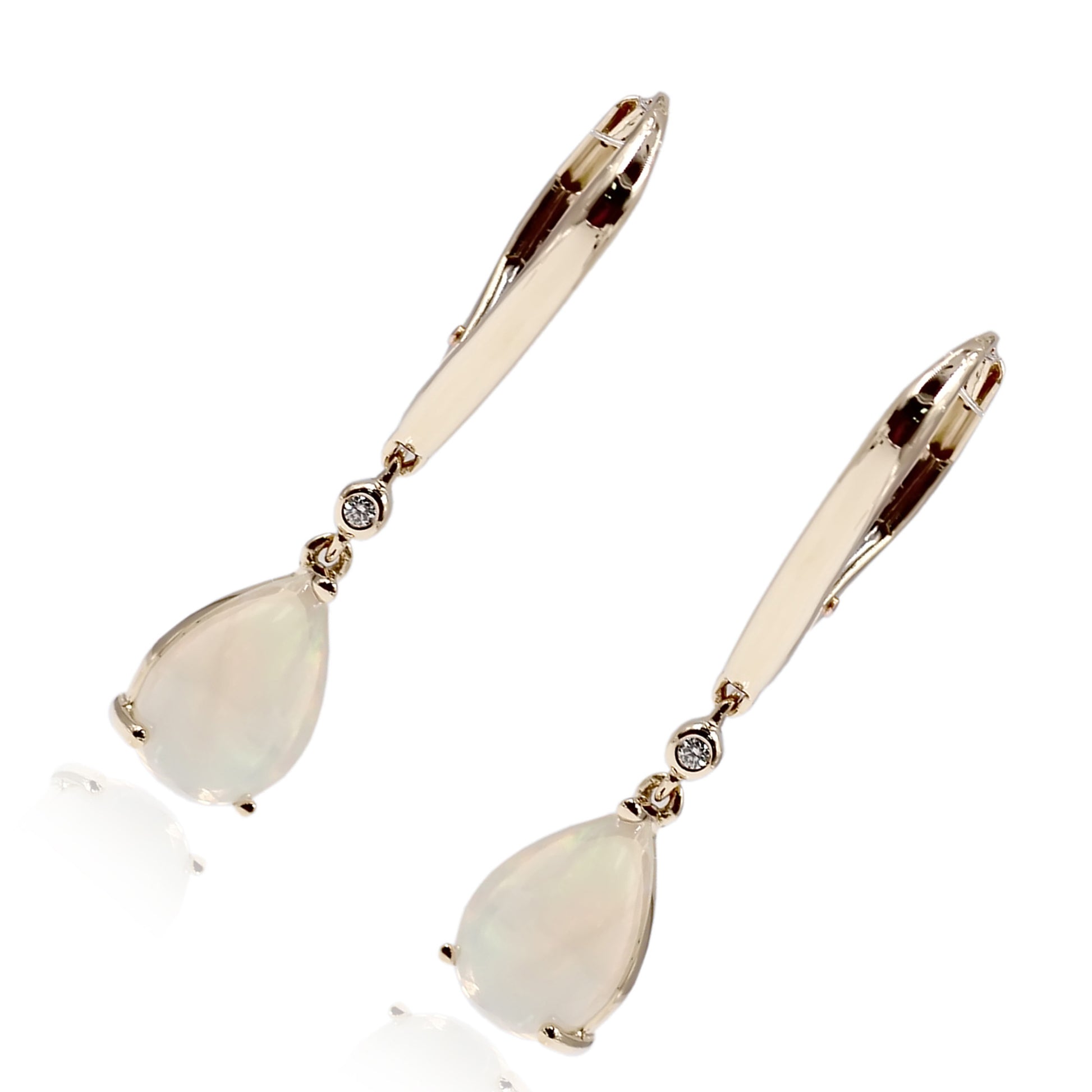 14KT Yellow Gold Ethiopian Opal,  Diamond Earring - Pinctore