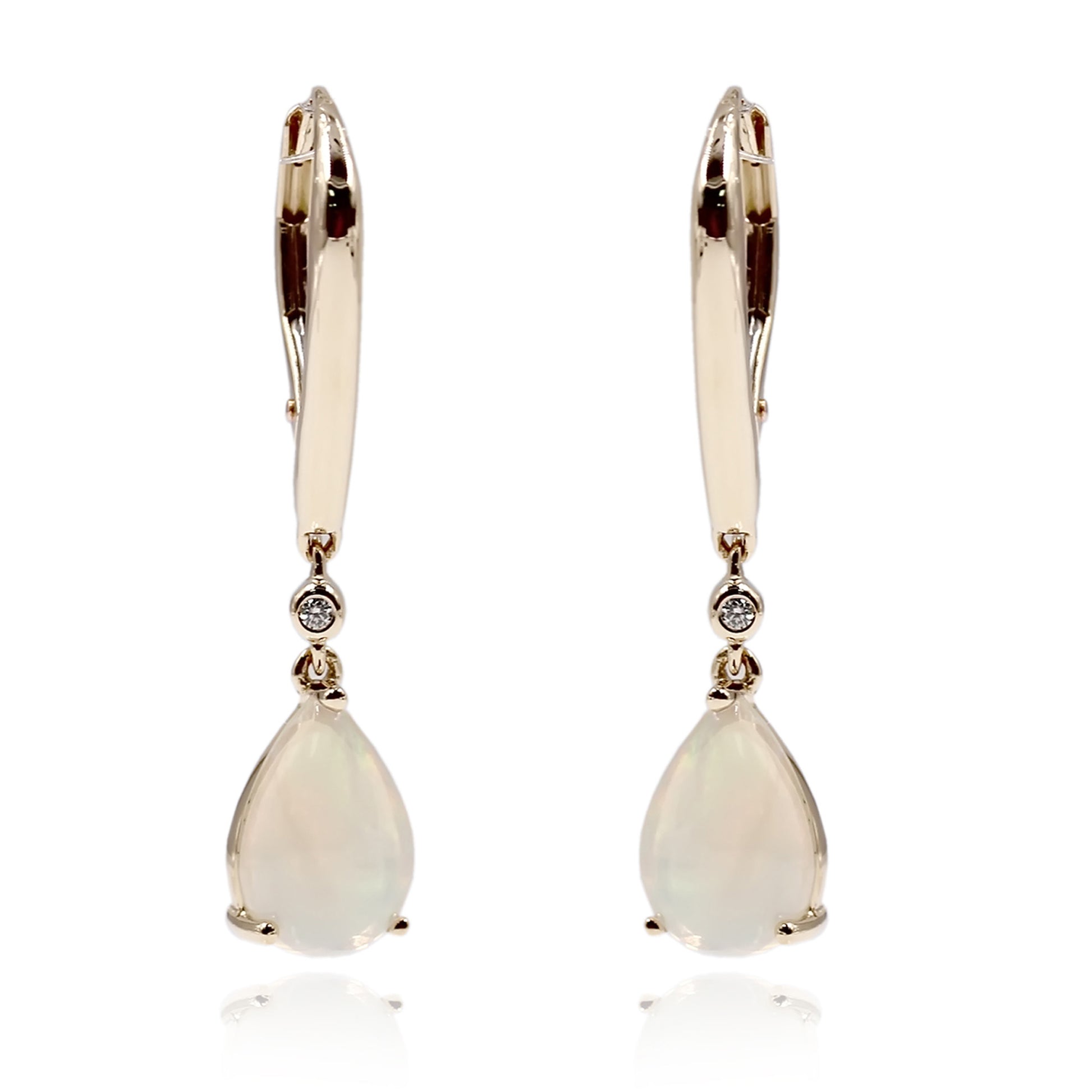 14KT Yellow Gold Ethiopian Opal,  Diamond Earring - Pinctore
