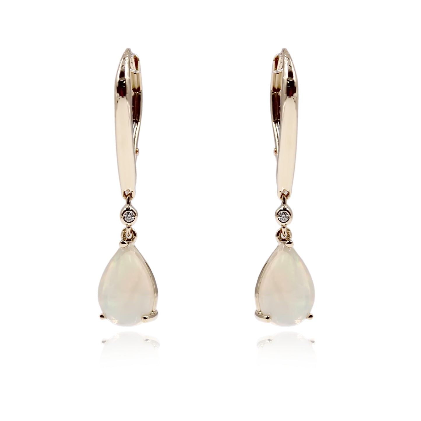 14KT Yellow Gold Ethiopian Opal,  Diamond Earring - Pinctore