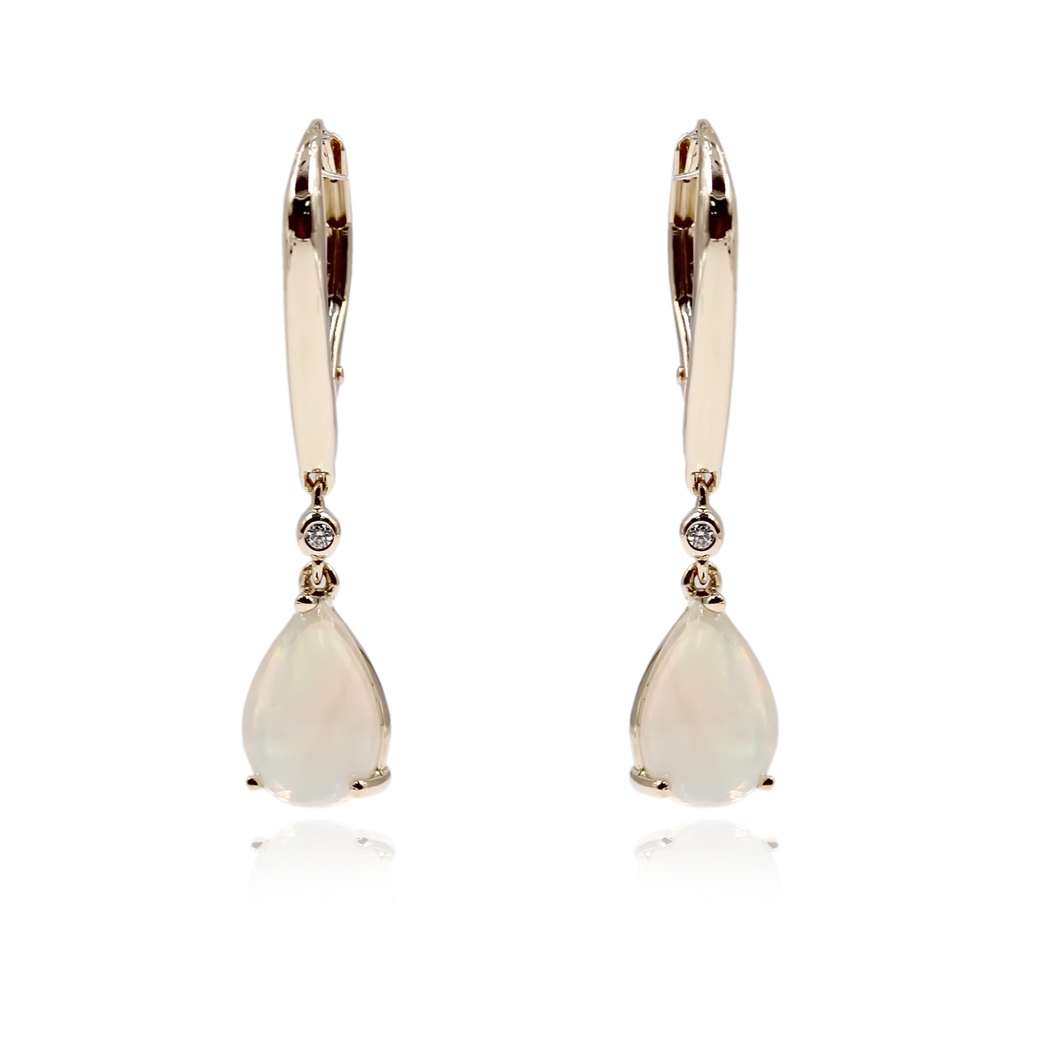 14KT Yellow Gold Ethiopian Opal,  Diamond Earring - Pinctore