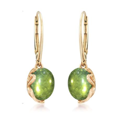 925 Sterling Silver Green Amber Earring