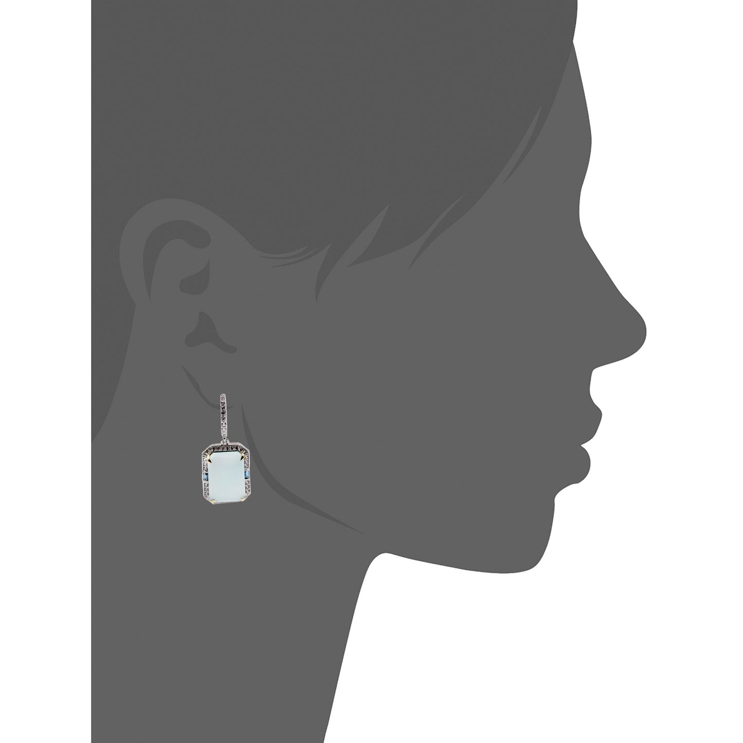 Sterling Silver 925 White Natural Zircon, Aqua Chalcedony, London Blue Topaz Earring - Pinctore