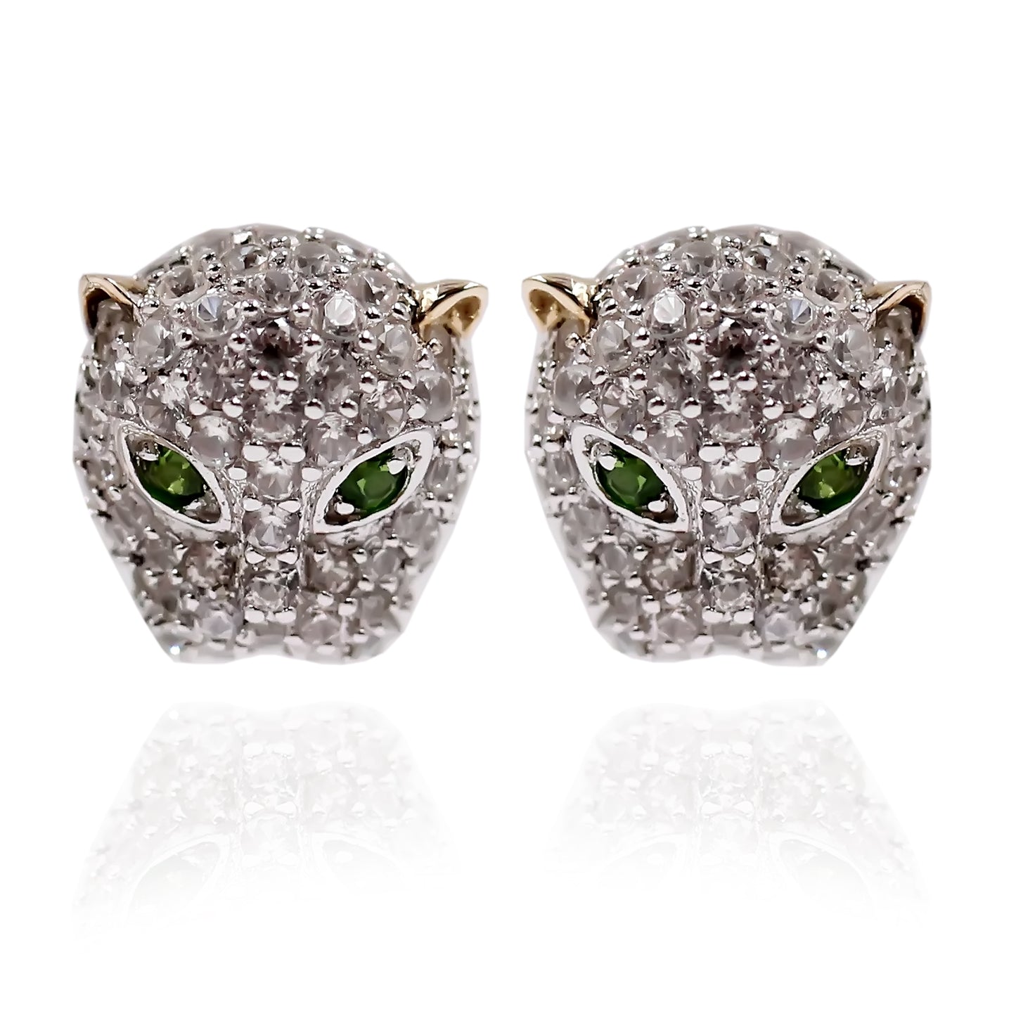 14K Gold & Strling Sillver With Chrome, Zircon Earrings