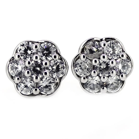 925 Sterling Silver White Natural Zircon Studs Earring - Pinctore