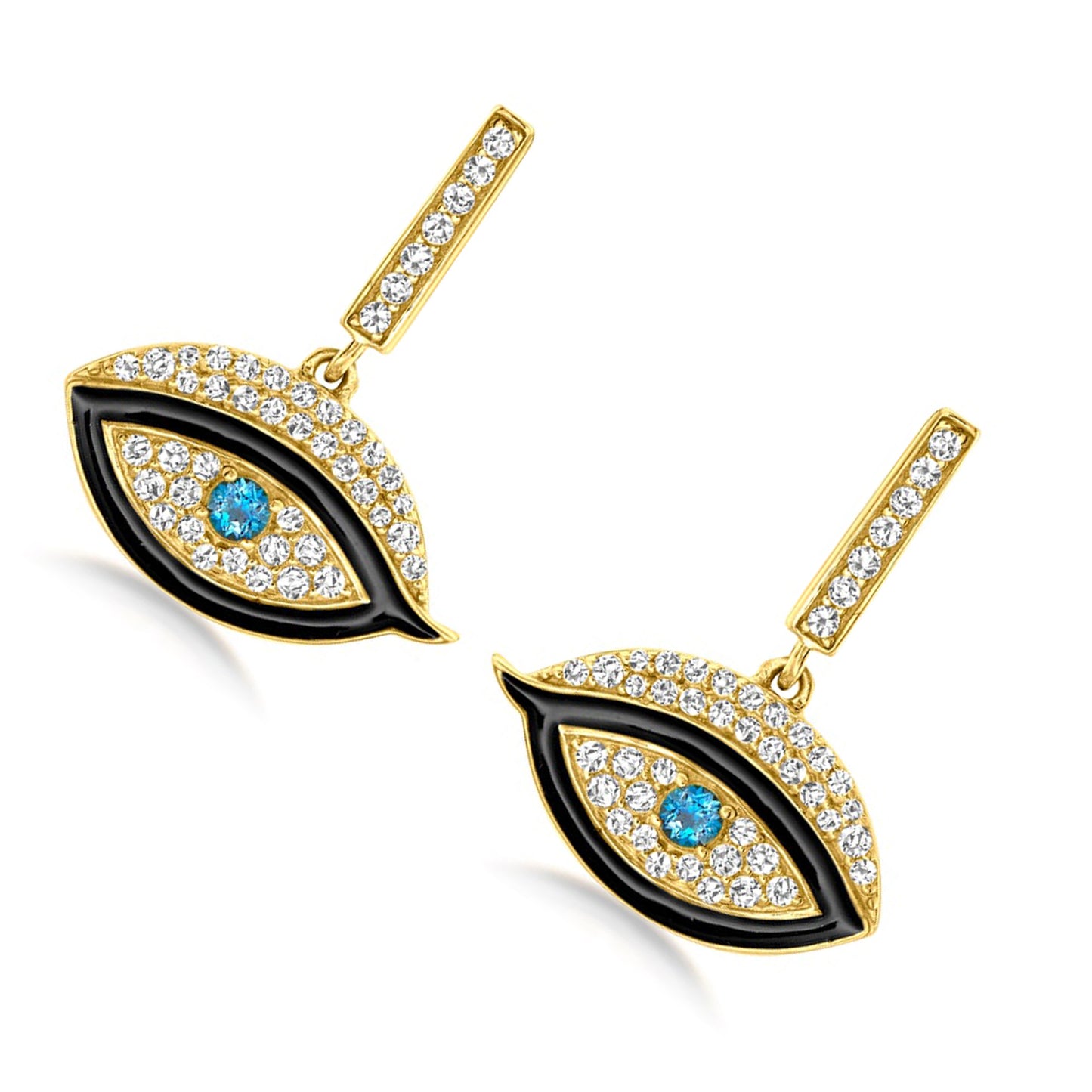 925 Sterling Silver London Blue Topaz, White Topaz Dangle Earring - Pinctore