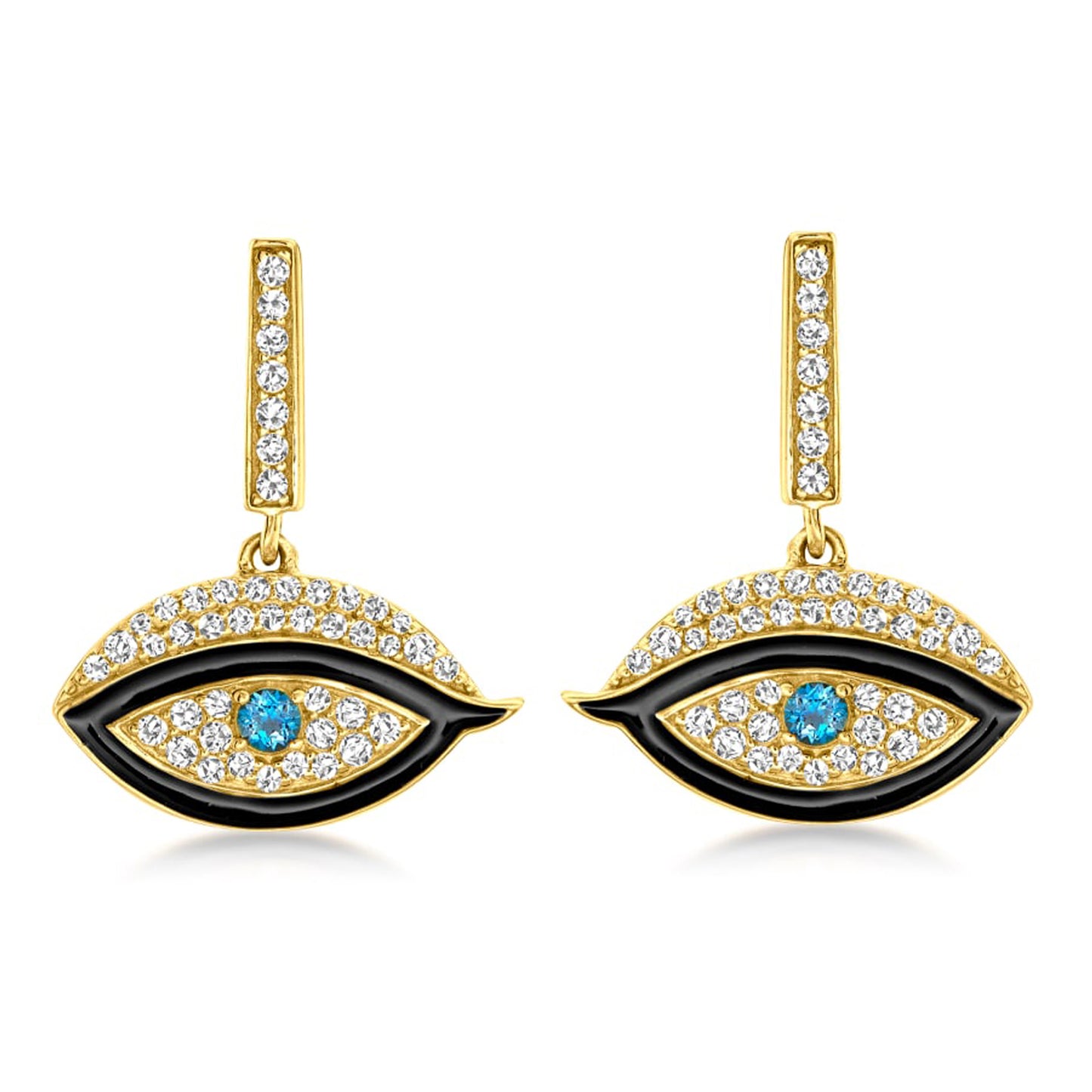 925 Sterling Silver London Blue Topaz, White Topaz Dangle Earring - Pinctore