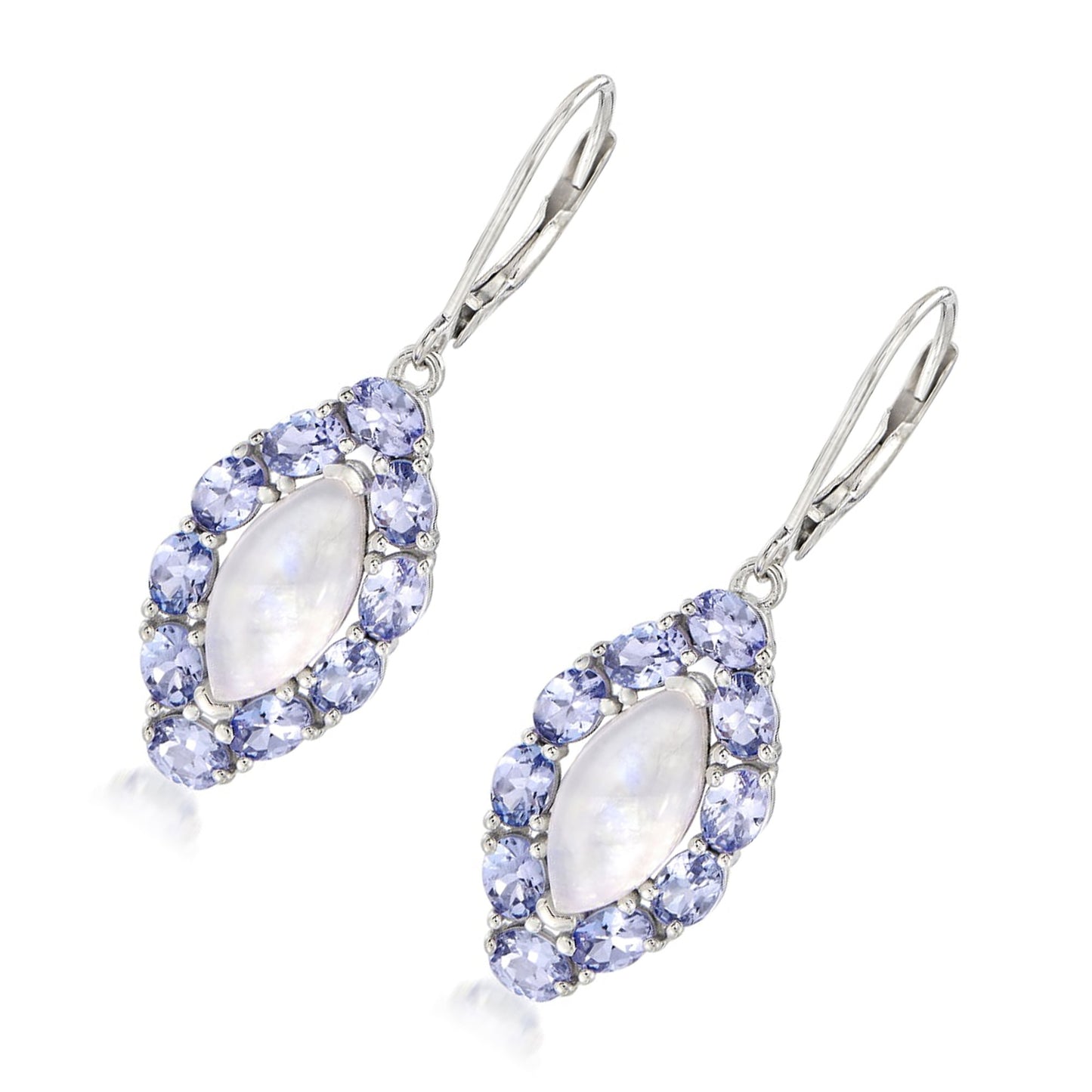 925 Sterling Silver Tanzanite,  Rainbow Moonstone Earring - Pinctore