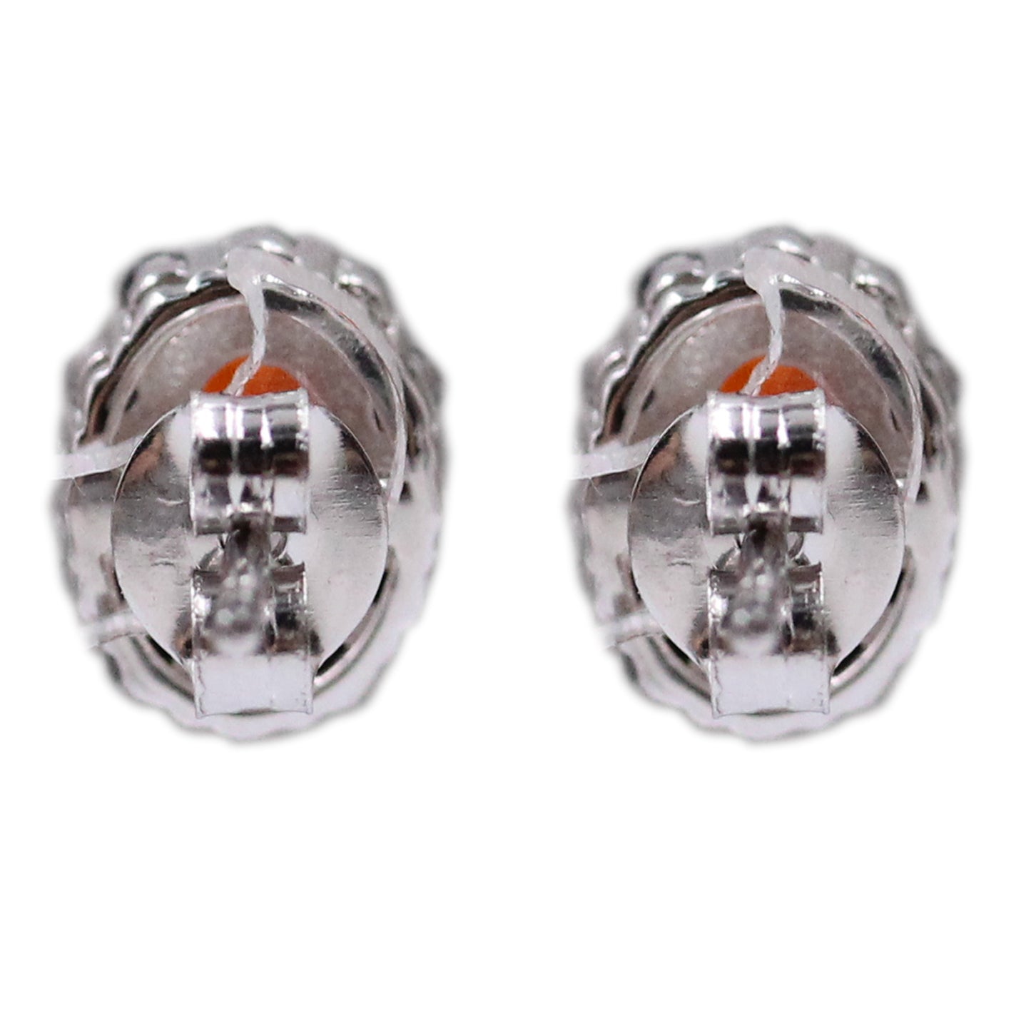 925 Sterling Silver Orange Opal, Black Spinel Studs Earring - Pinctore