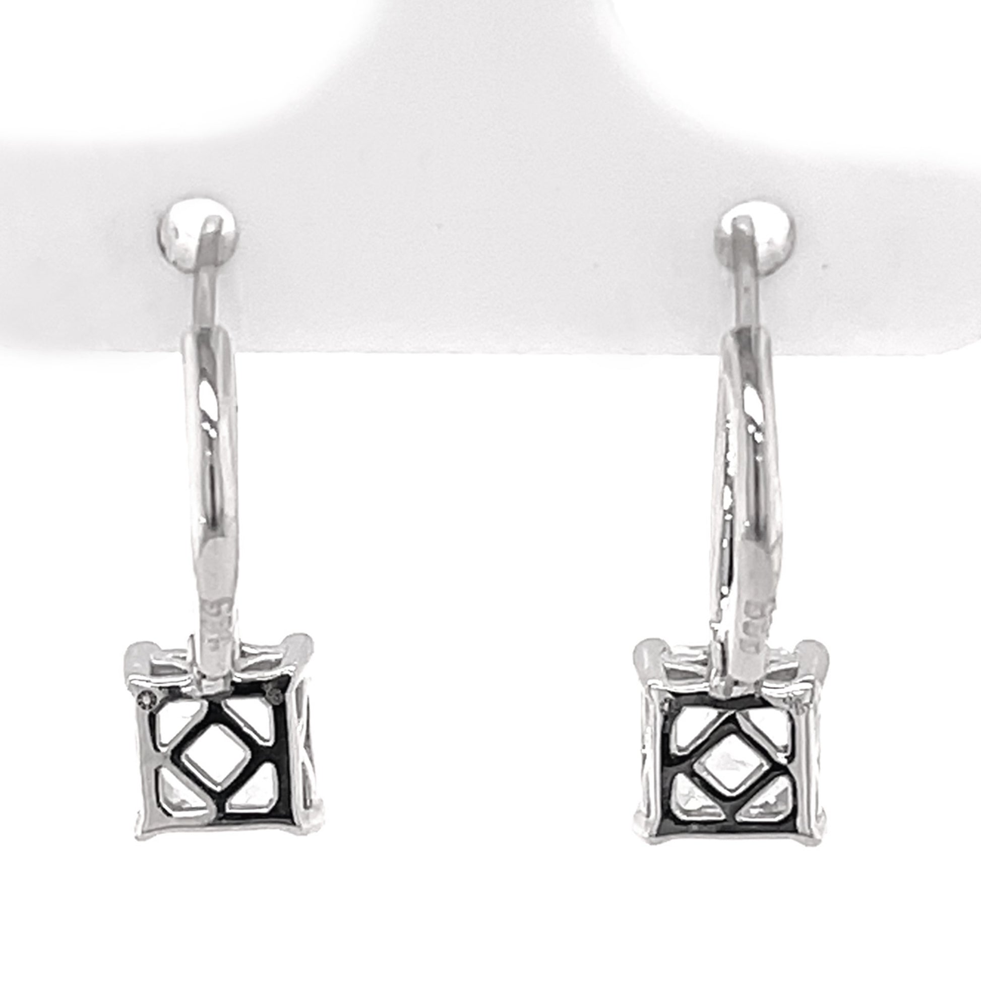 14Kt White Gold White Natural Zircon With Diamond Earring - Pinctore