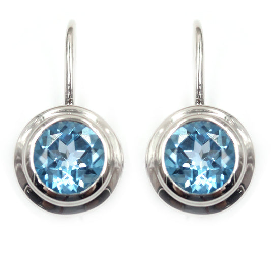 925 Sterling Silver Swiss Blue Topaz Earring - Pinctore