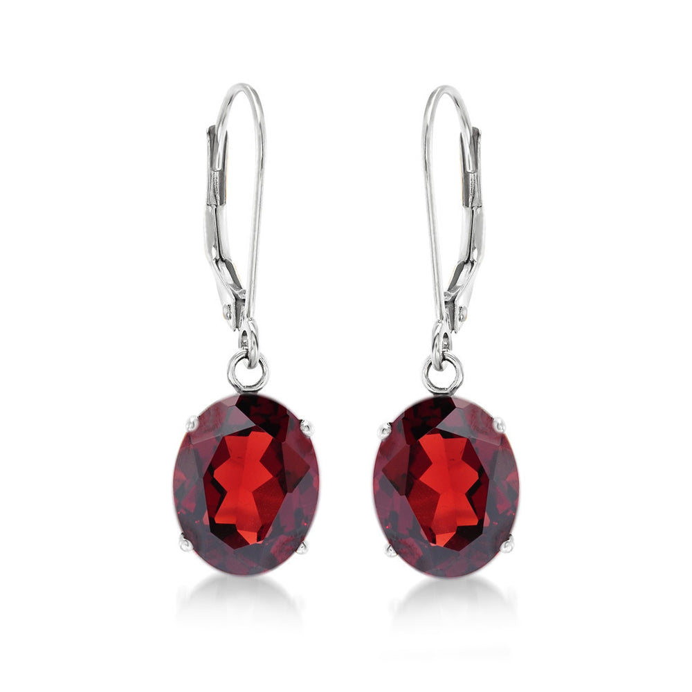 Sterling Silver 10x8 Oval Genuine Birthstone Leverback Dangle Earrings