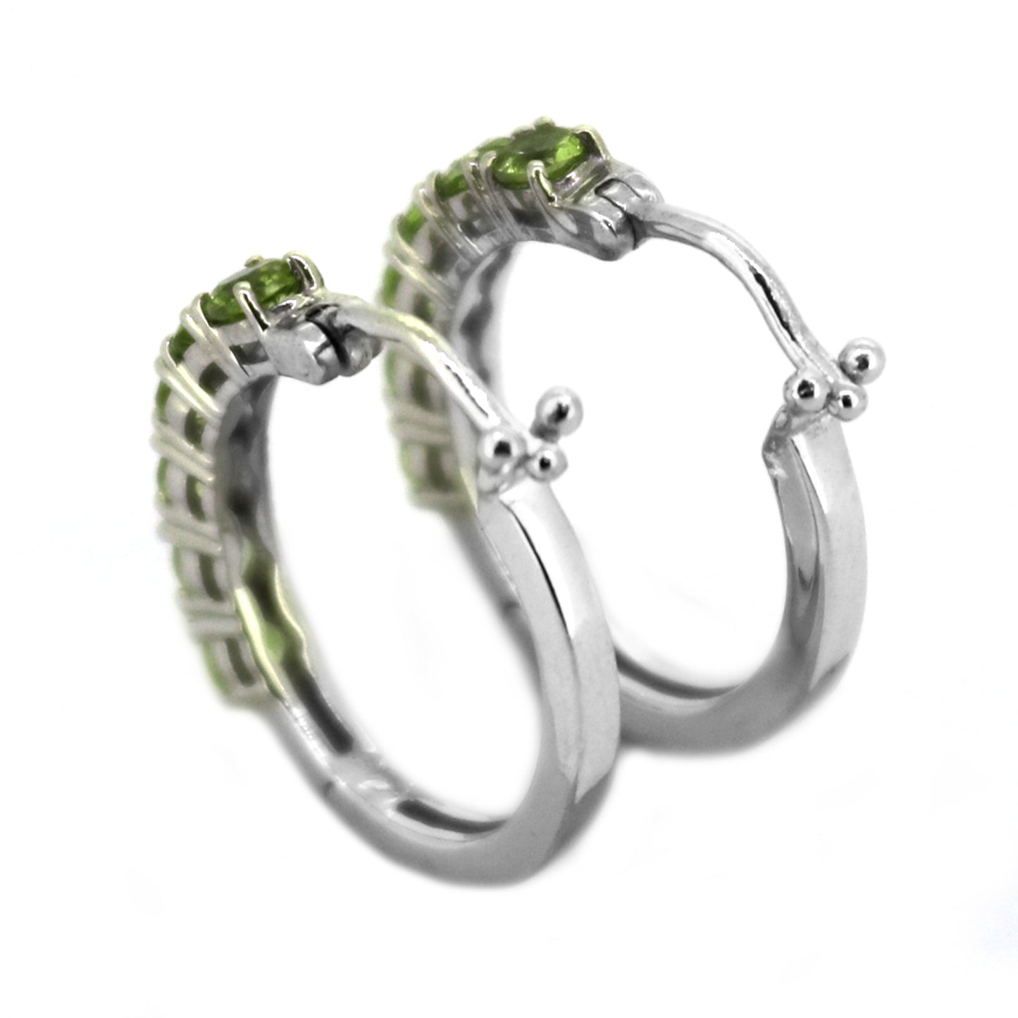 925 Sterling Silver Peridot Hoops Earring - Pinctore