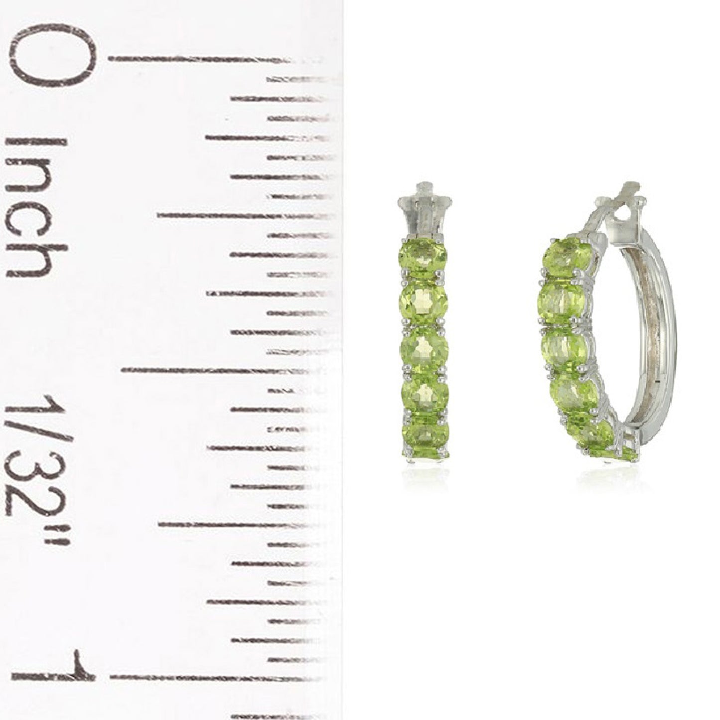 925 Sterling Silver Peridot Hoops Earring - Pinctore