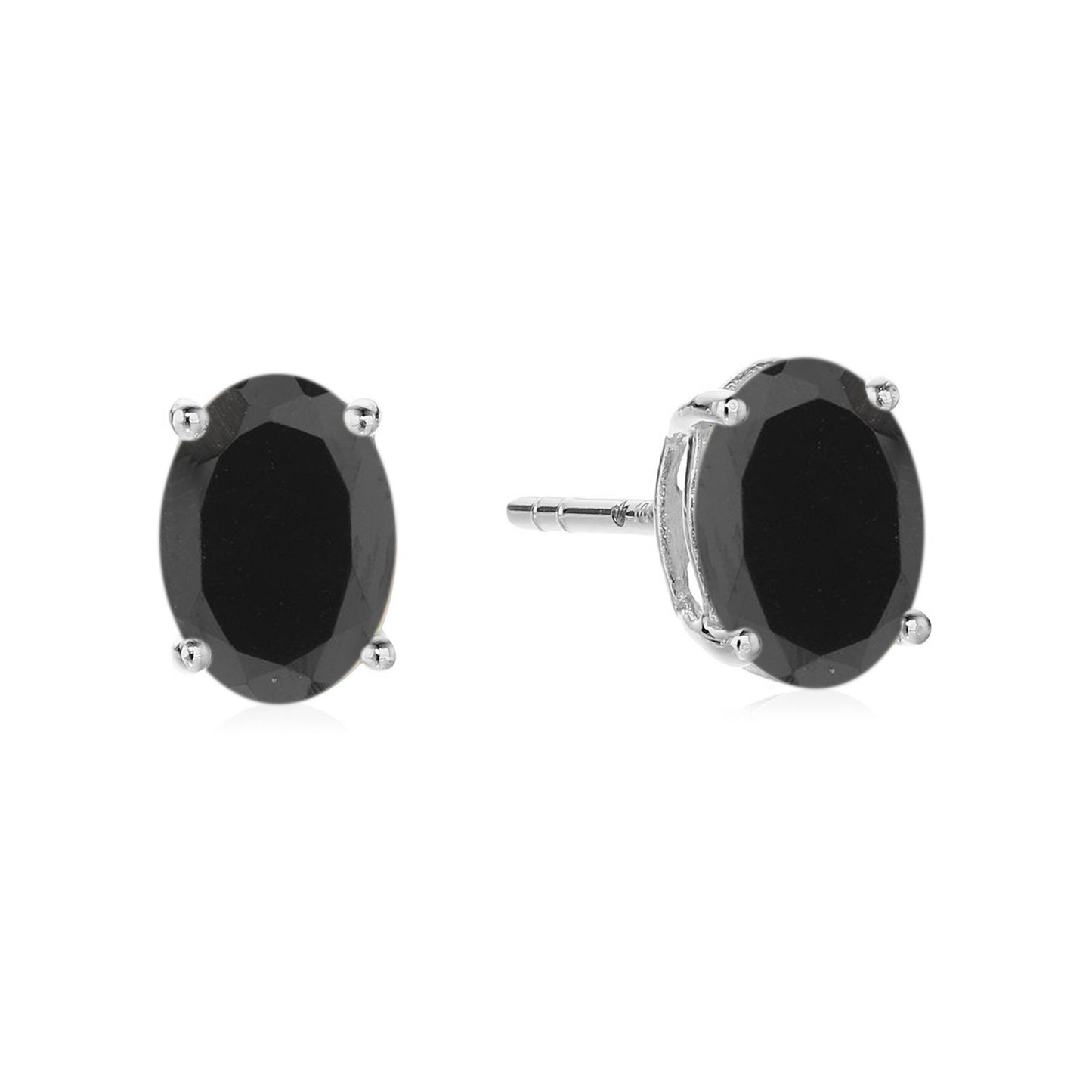 Sterling Silver 8x6 Oval Genuine Gemstone Birthstone Stud Earrings