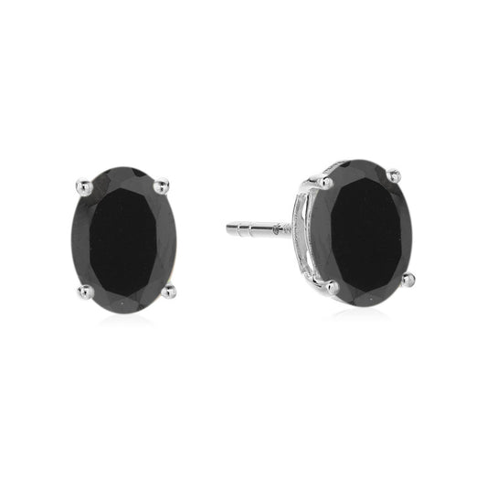 Sterling Silver 8x6 Oval Genuine Gemstone Birthstone Stud Earrings