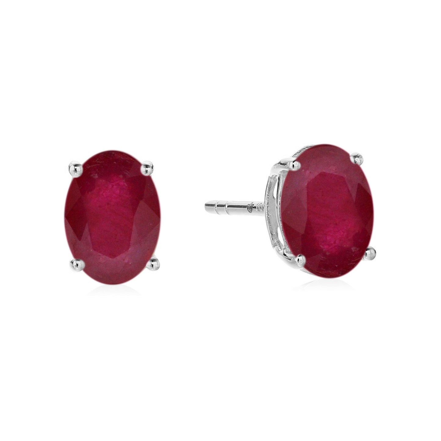 Sterling Silver 8x6 Oval Genuine Gemstone Birthstone Stud Earrings