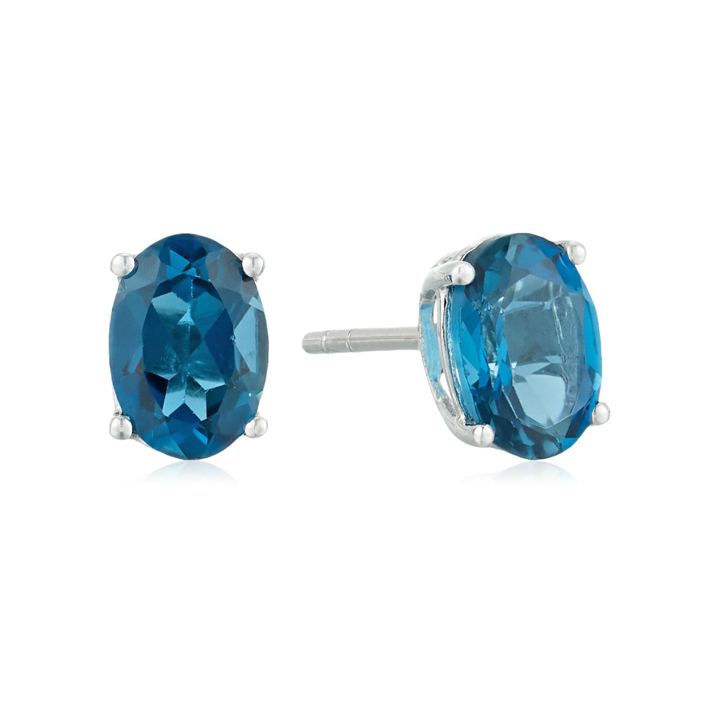 Sterling Silver 8x6 Oval Genuine Gemstone Birthstone Stud Earrings