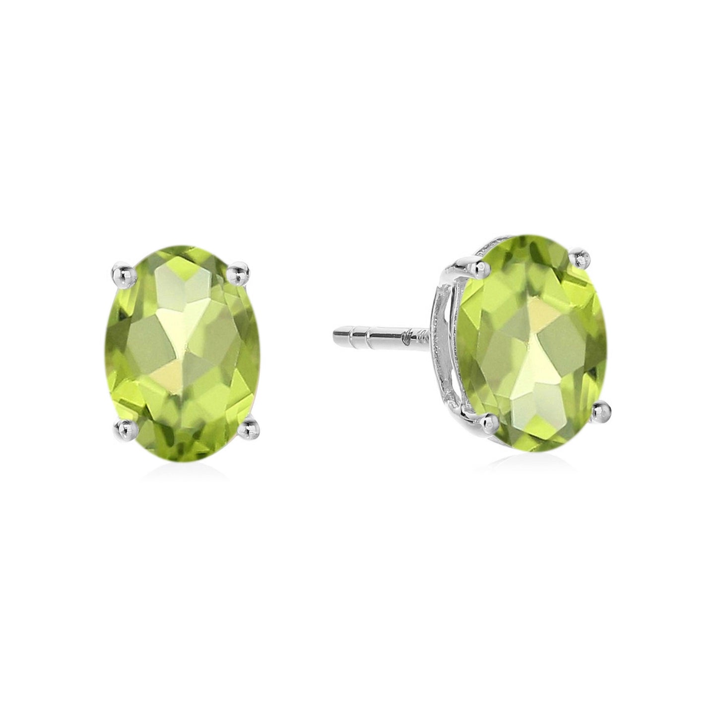 Sterling Silver 8x6 Oval Genuine Gemstone Birthstone Stud Earrings