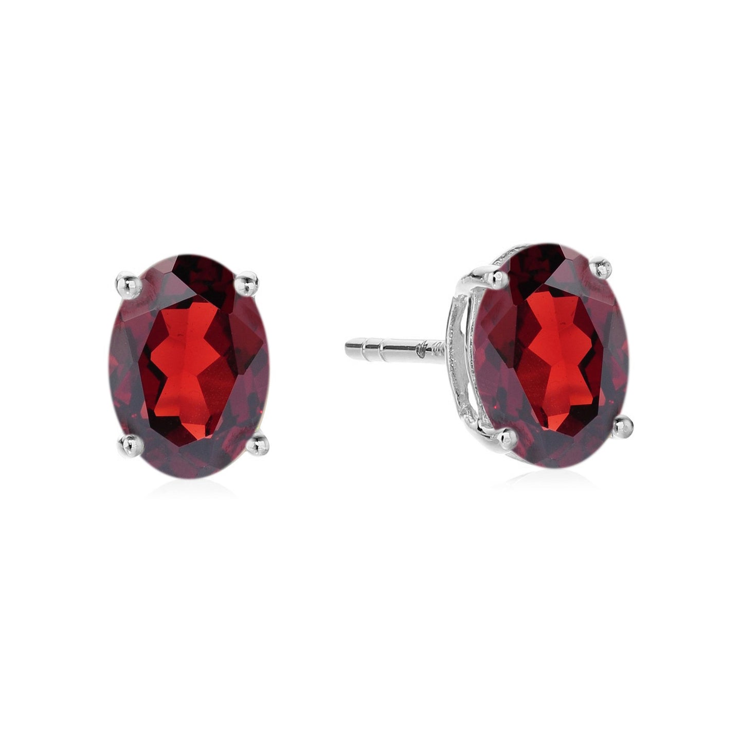 Sterling Silver 8x6 Oval Genuine Gemstone Birthstone Stud Earrings