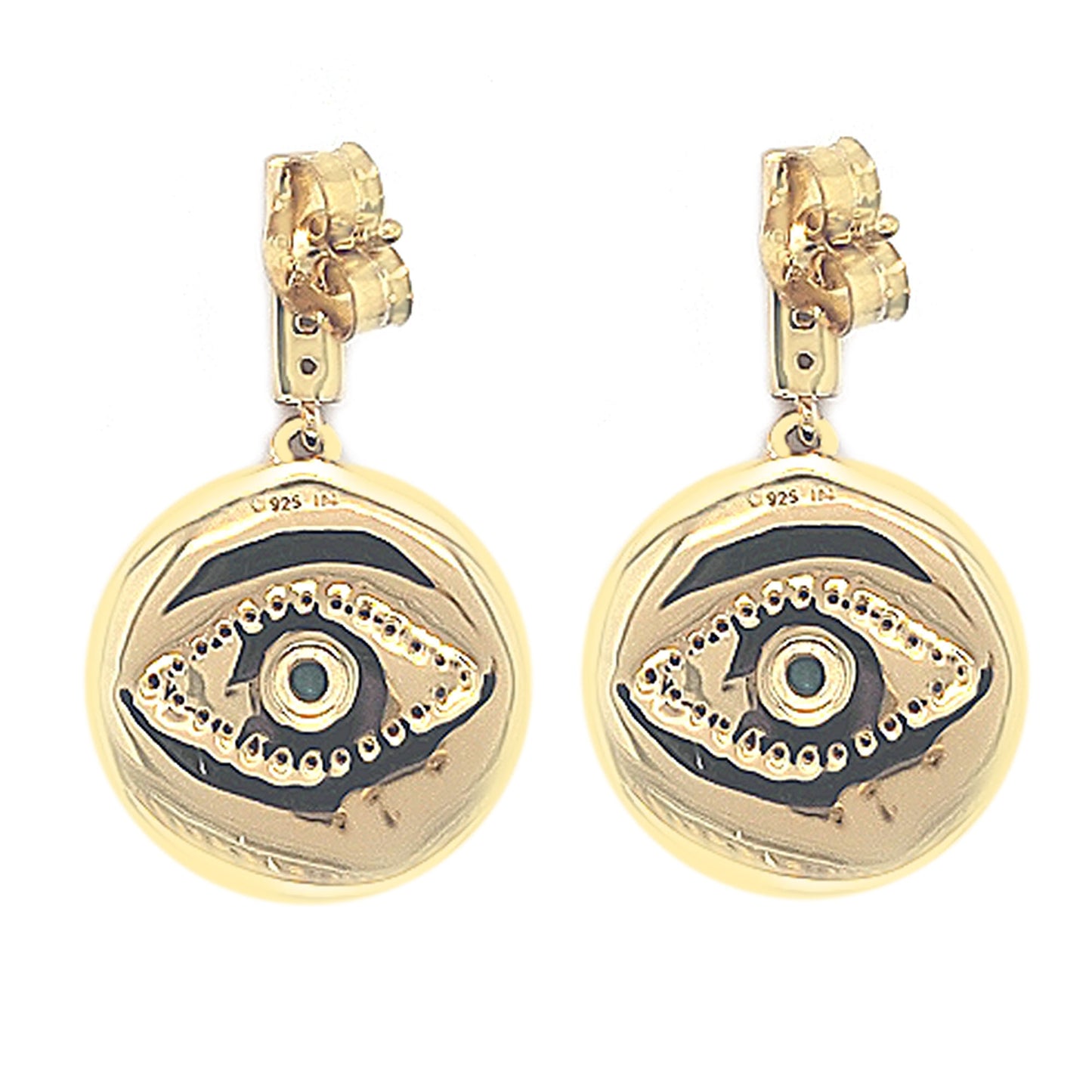 925 Sterling Silver Campitos Turquoise, White Topaz Dangle Enamel Earring - Pinctore