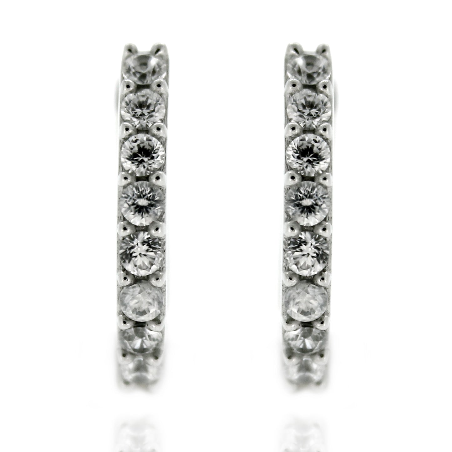 925 Sterling Silver White Natural Zircon Hoops Earring - Pinctore