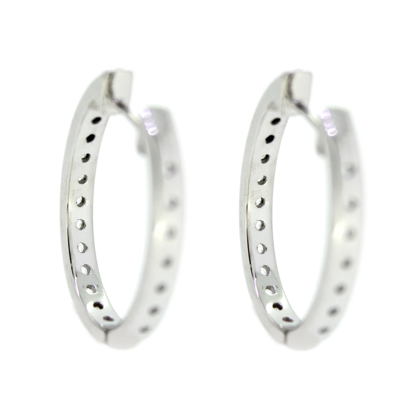925 Sterling Silver White Natural Zircon Hoop Earring - Pinctore