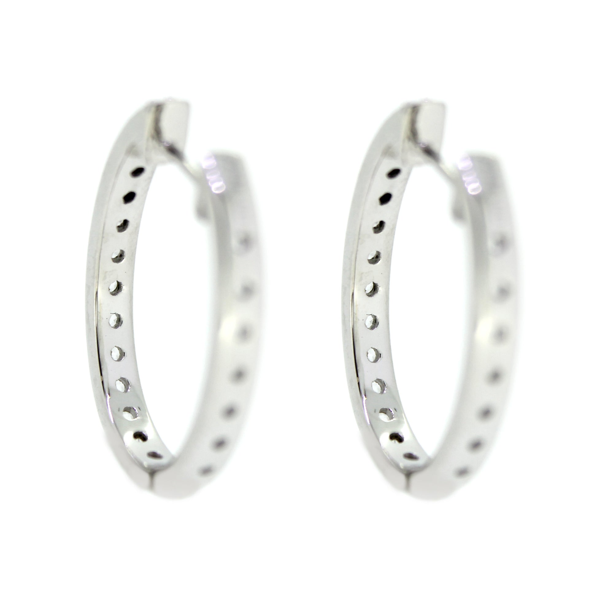 925 Sterling Silver White Natural Zircon Hoop Earring - Pinctore
